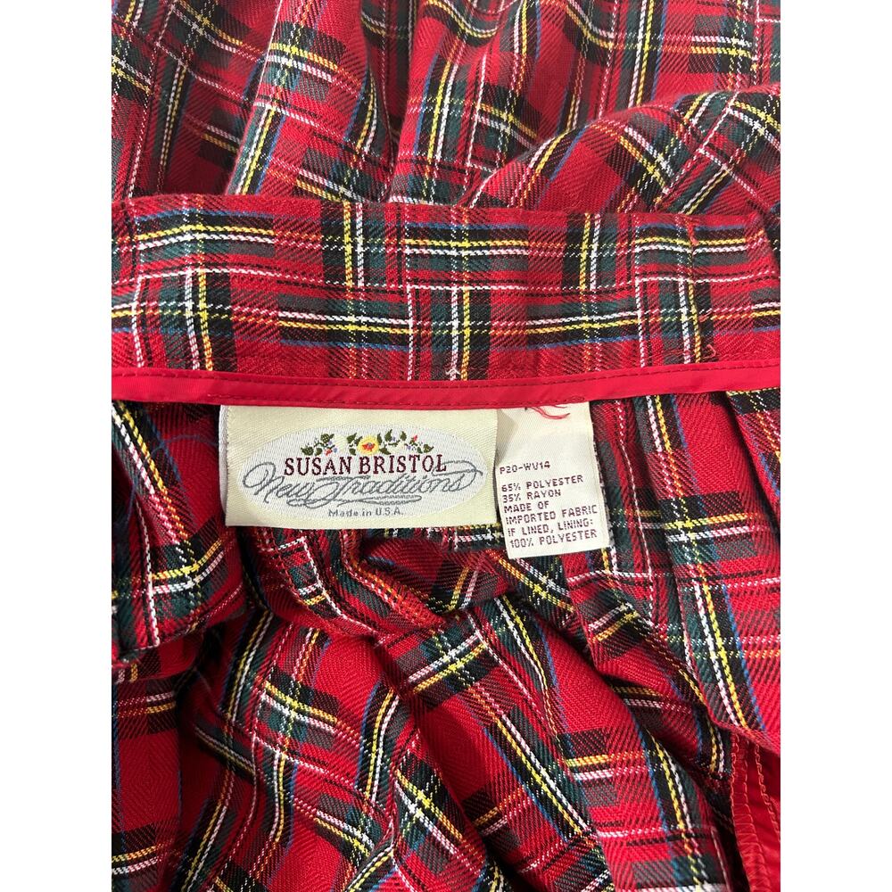 VTG Susan Bristol Plaid Tartan Skirt 80s High Waist Holiday Christmas Small USA - Picture 9 of 9